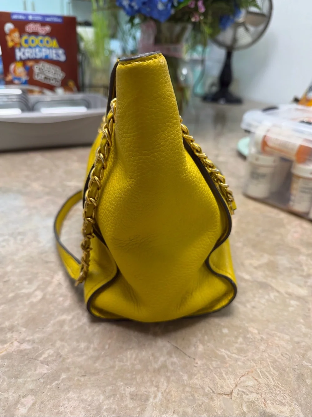 Tory Burch Yellow Leather Chain-Detail Shoulder Bag